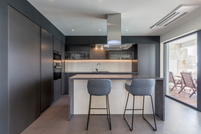Living room and kitchen, Villa Sea Star with an infinity pool by the sea, in Ka&scaron;tel Kambelovac - Split, Croatia Ka&scaron;tel Kambelovac