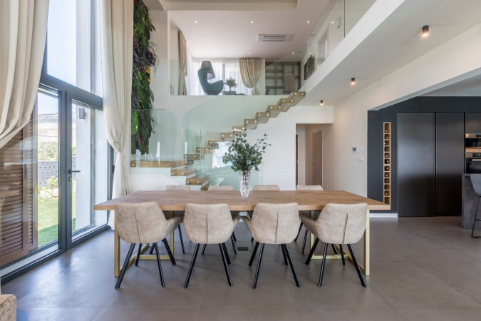 Living room and kitchen, Villa Sea Star with an infinity pool by the sea, in Ka&scaron;tel Kambelovac - Split, Croatia Ka&scaron;tel Kambelovac