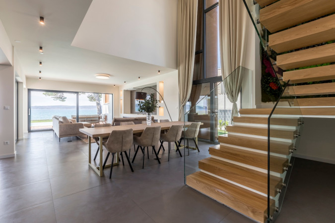 Living room and kitchen, Villa Sea Star with an infinity pool by the sea, in Ka&scaron;tel Kambelovac - Split, Croatia Ka&scaron;tel Kambelovac